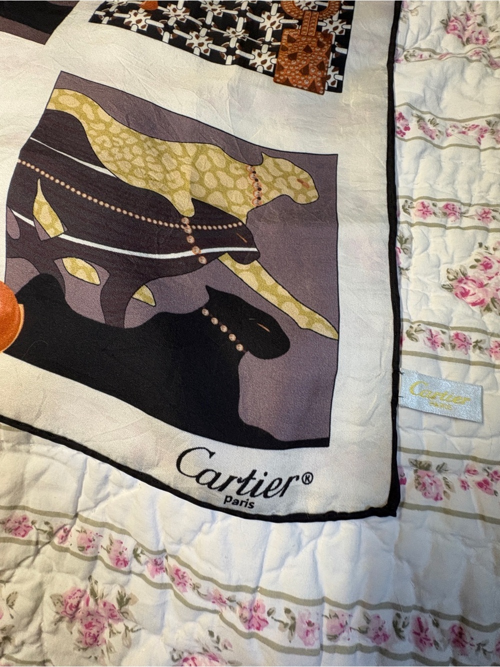 Cartier Paris Vintage Panther Bracelet Scarf 100% Silk Made in Italy - Picture 3 of 16